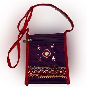 Canvas cross body mirrored canvas bag